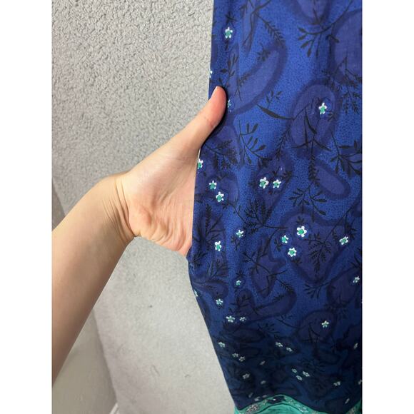 Daffodil Midi Dress 2XL Floral Pockets Blue Babydoll Retro Western Prairie XXL - Picture 4 of 13